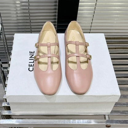 FLAT SANDALS WITH DOUBLE STRAP-DESIGN LEATHER ROSE PINK