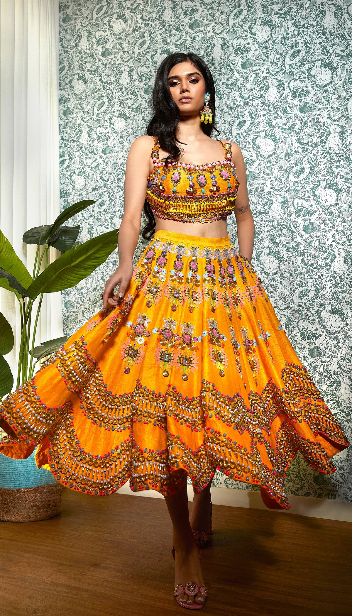 BUMBLEBEE : MANGO EMBELLISHED  HALF LEHENGA  SET