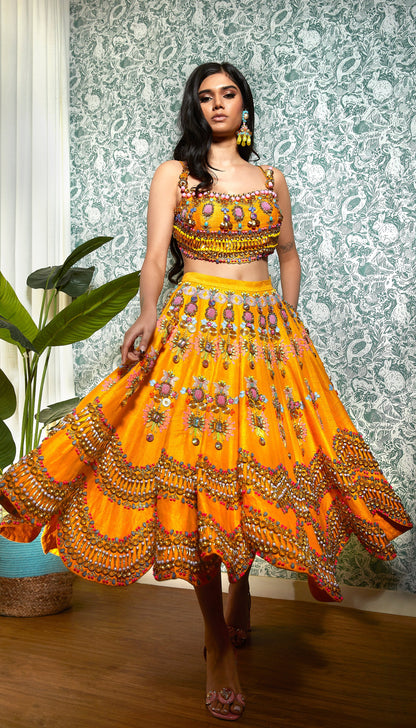 BUMBLEBEE : MANGO EMBELLISHED  HALF LEHENGA  SET