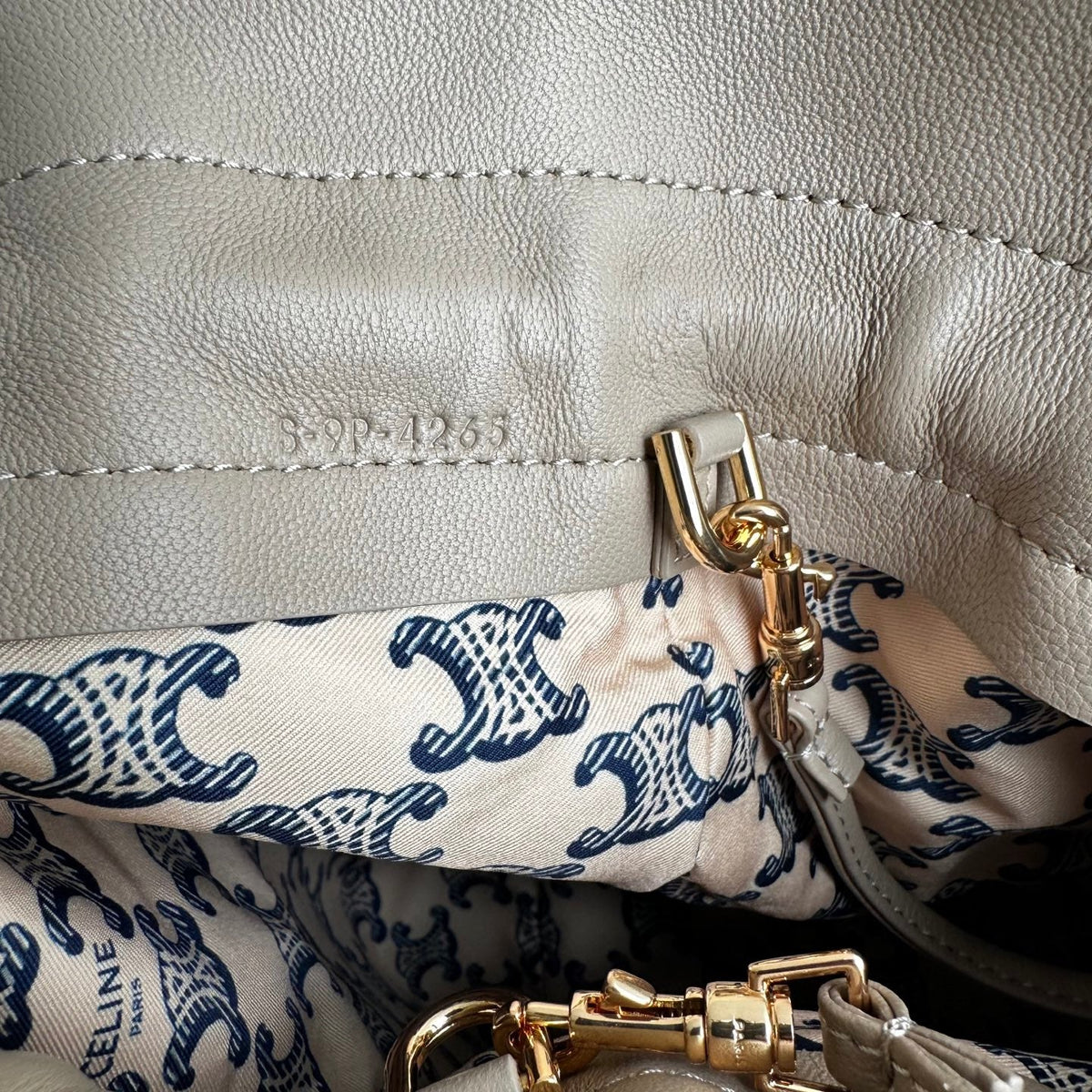 Celine Crystal Pouch Taupe Lambskin