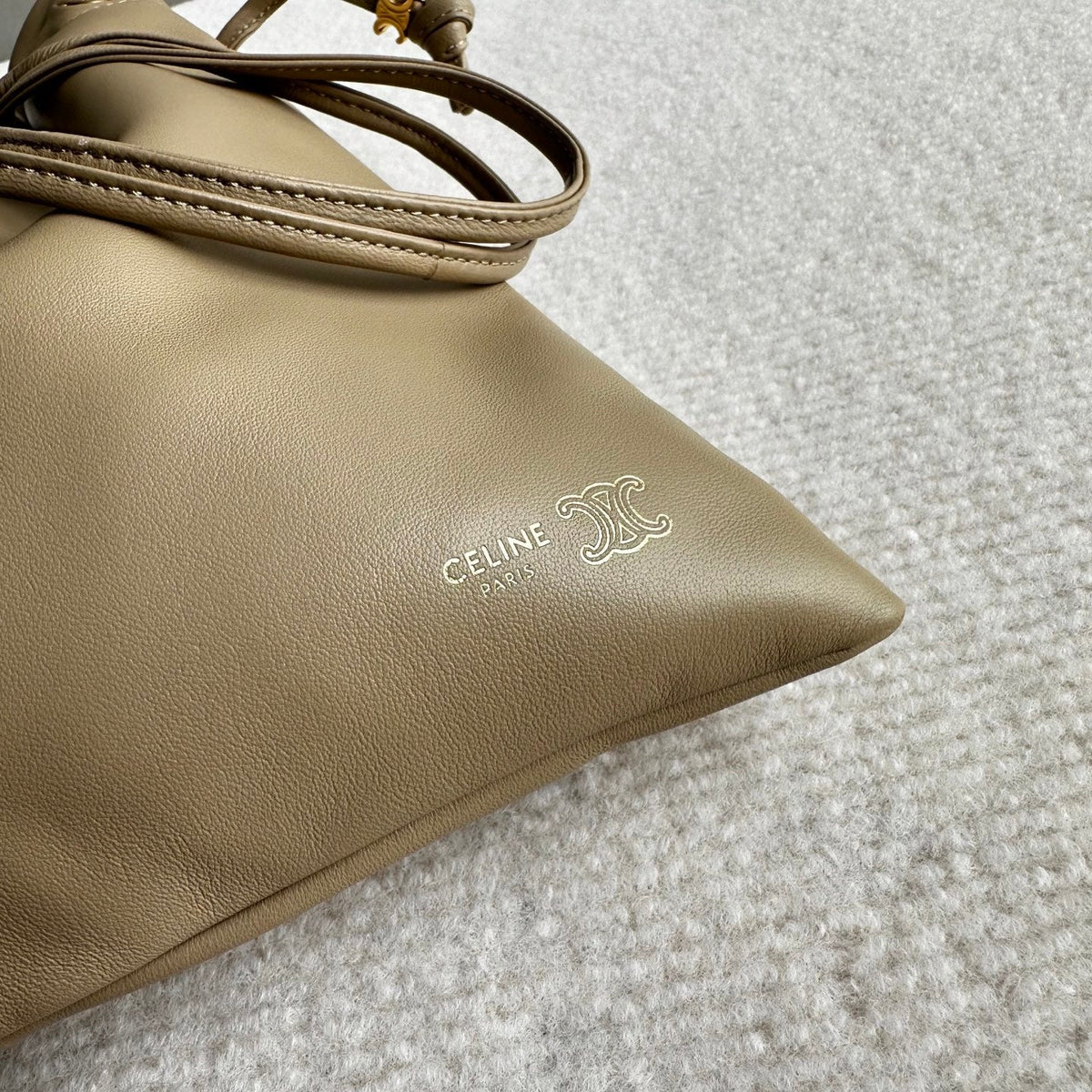 Celine Crystal Pouch Taupe Lambskin