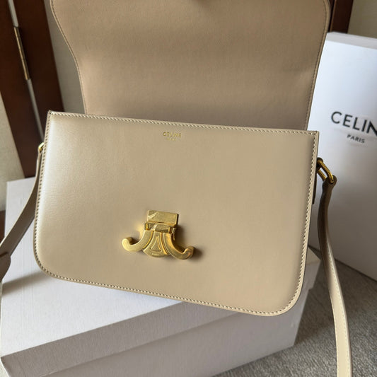classique triomphe 22 beige calfskin gold hardware
