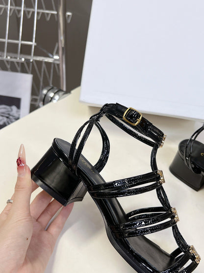 CELINE Sandals Clemence Multi Black Leather